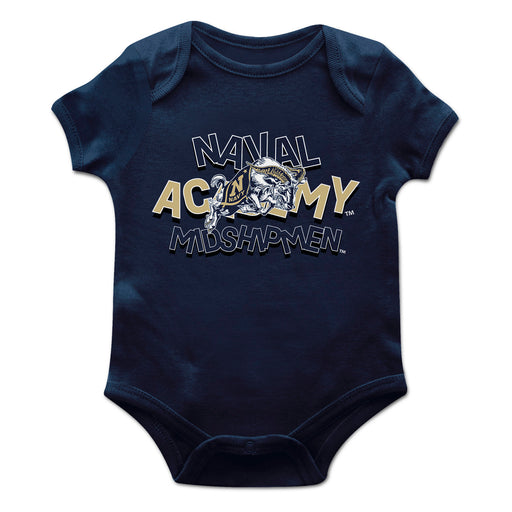 US Naval Academy Midshipmen Vive La Fete Infant Game Day Navy Short Sleeve Bodysuit