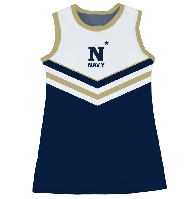 US Naval Academy Midshipmen Sleeveless Cheerleader A Line Dress White and Navy