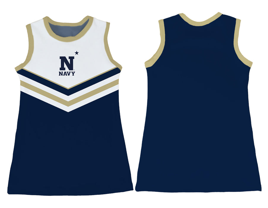 US Naval Academy Midshipmen Sleeveless Cheerleader A Line Dress White and Navy