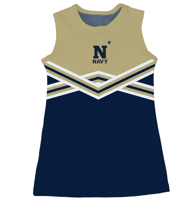 US Naval Academy Midshipmen Sleeveless Cheerleader A Line Dress Gold and Navy