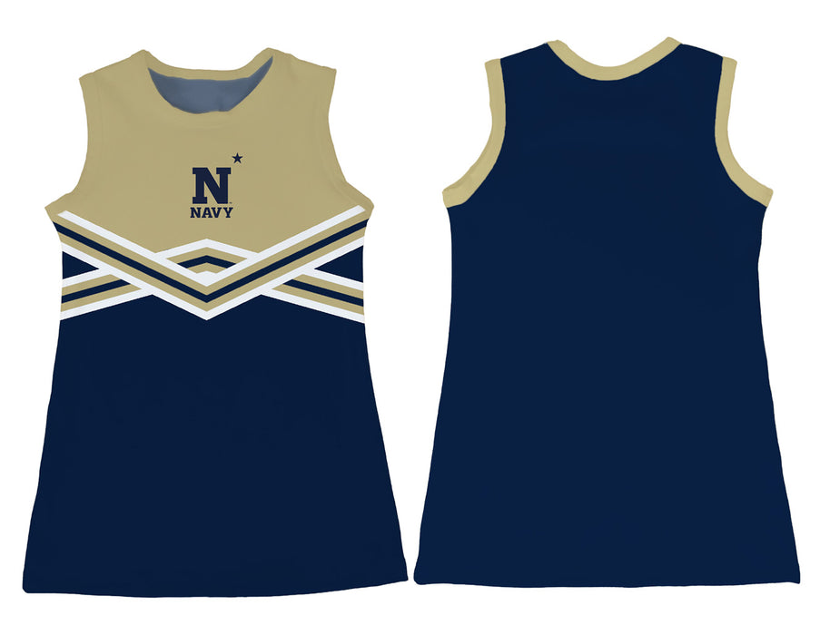 US Naval Academy Midshipmen Sleeveless Cheerleader A Line Dress Gold and Navy - Vive La Fête - Online Apparel Store