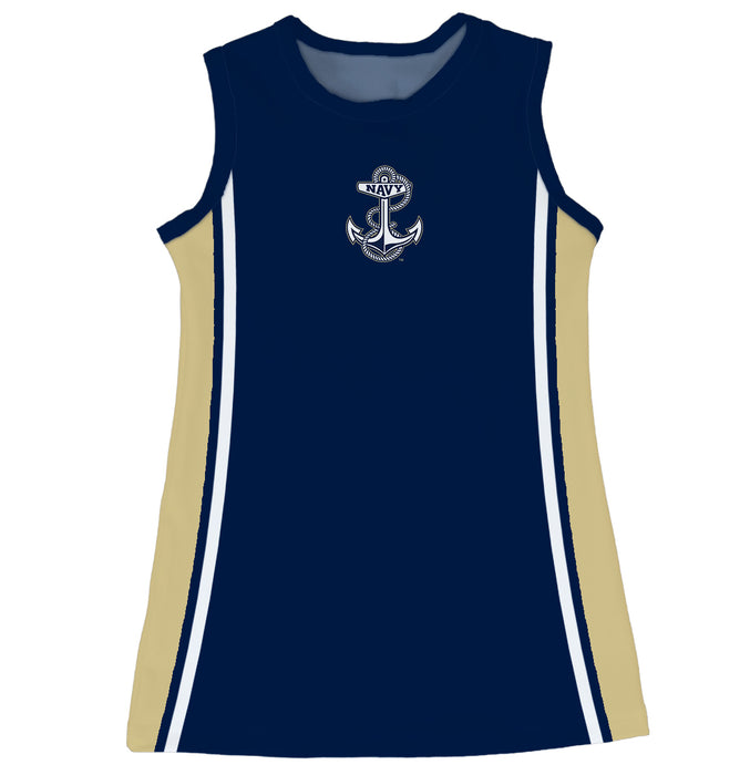 US Naval Academy Midshipmen Sleeveless Cheerleader A Line Dress Navy