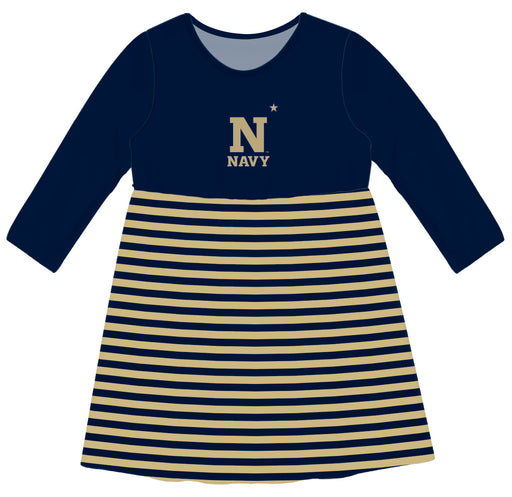 US Naval Academy Midshipmen Vive La Fete Girls Game Day Long Sleeve Navy Stripe on Skirt - Vive La Fête - Online Apparel Store