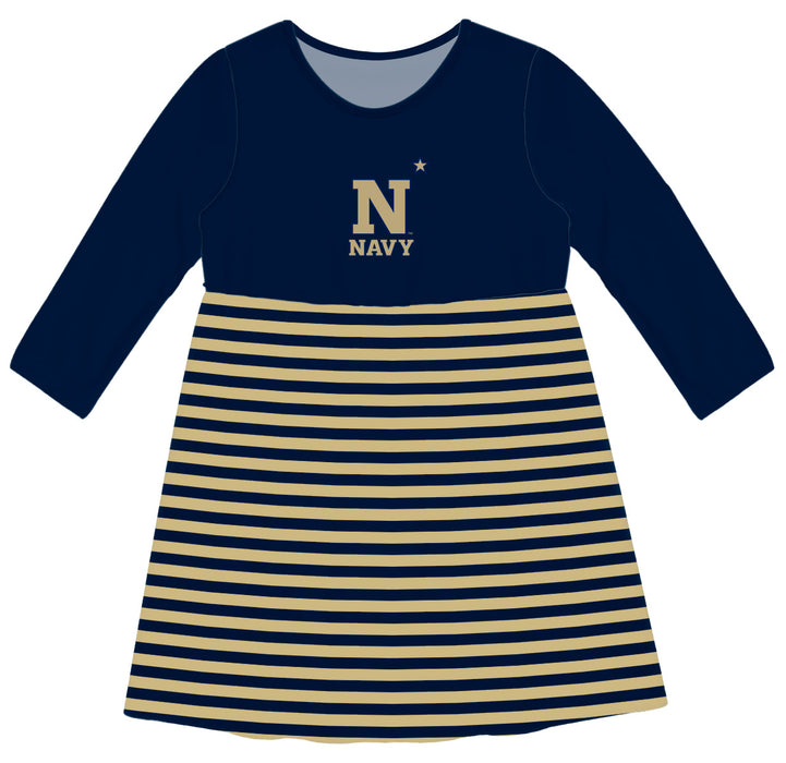 US Naval Academy Midshipmen Vive La Fete Girls Game Day Long Sleeve Navy Stripe on Skirt - Vive La Fête - Online Apparel Store