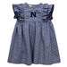 Naval Academy Midshipmen Embroidered Navy Gingham Ruffle Dress