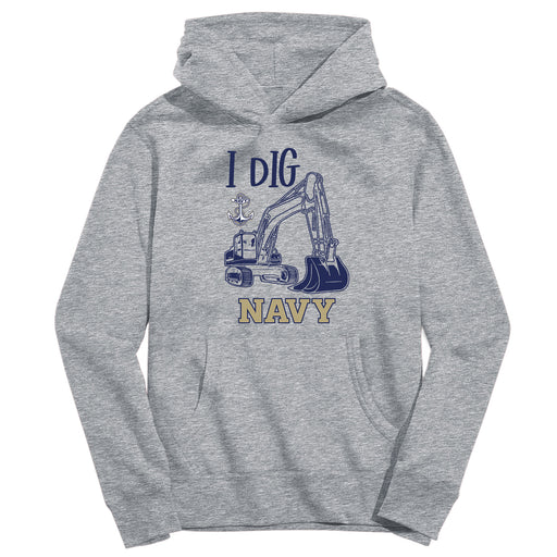 US Naval Academy Midshipmen Excavator Heather Grey Cotton Youth Hoodie