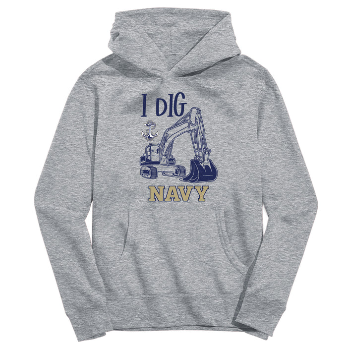 US Naval Academy Midshipmen Excavator Heather Grey Cotton Youth Hoodie