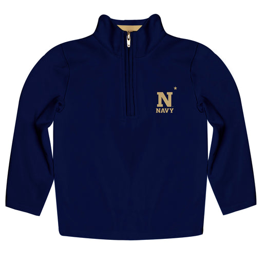 US Naval Academy Midshipmen Vive La Fete Game Day Solid Navy Quarter Zip Pullover Sleeves