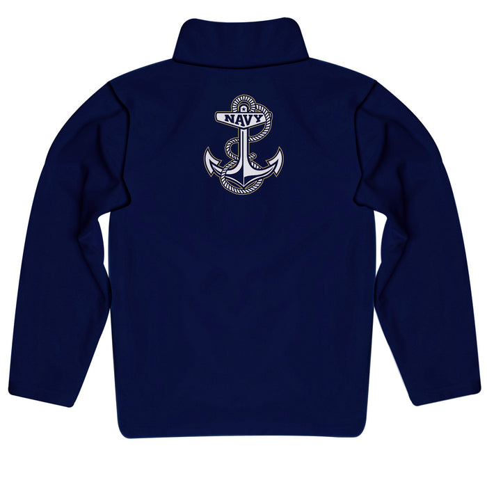 US Naval Academy Midshipmen Vive La Fete Game Day Solid Navy Quarter Zip Pullover Sleeves - Vive La Fête - Online Apparel Store