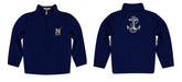 US Naval Academy Midshipmen Vive La Fete Game Day Solid Navy Quarter Zip Pullover Sleeves - Vive La Fête - Online Apparel Store