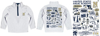 US Naval Academy Midshipmen Hand Sketched Vive La Fete Impressions Artwork White Boys Quarter Zip Pullover V1 - Vive La Fête - Online Apparel Store