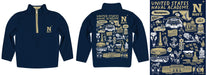 US Naval Academy Midshipmen Hand Sketched Vive La Fete Impressions Artwork NavyBlack Quarter Zip Pullover V1 - Vive La Fête - Online Apparel Store