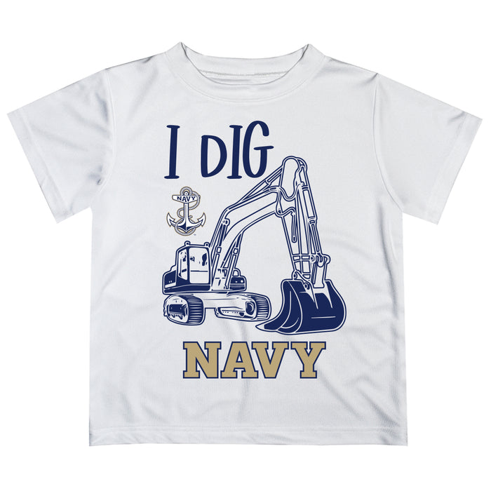 US Naval Academy Midshipmen Vive La Fete Excavator Boys Game Day White Short Sleeve Tee