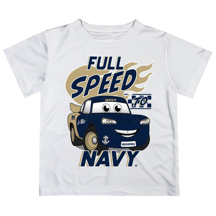 US Naval Academy Midshipmen Vive La Fete Toy Racing Car Boys Game Day White Short Sleeve Tee