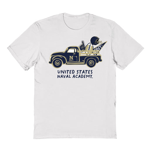 US Naval Academy Midshipmen Hand Sketched Vive La Fete Impressions Truck Kids White Cotton T-shirt