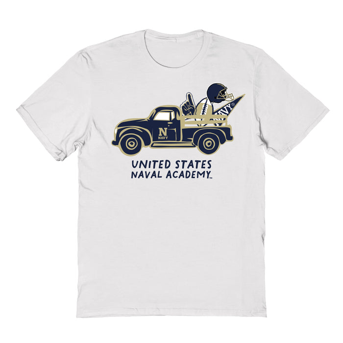 US Naval Academy Midshipmen Hand Sketched Vive La Fete Impressions Truck Kids White Cotton T-shirt
