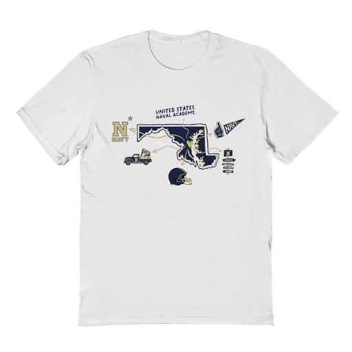 US Naval Academy Midshipmen Hand Sketched Vive La Fete Impressions Icones Kids White T-shirt
