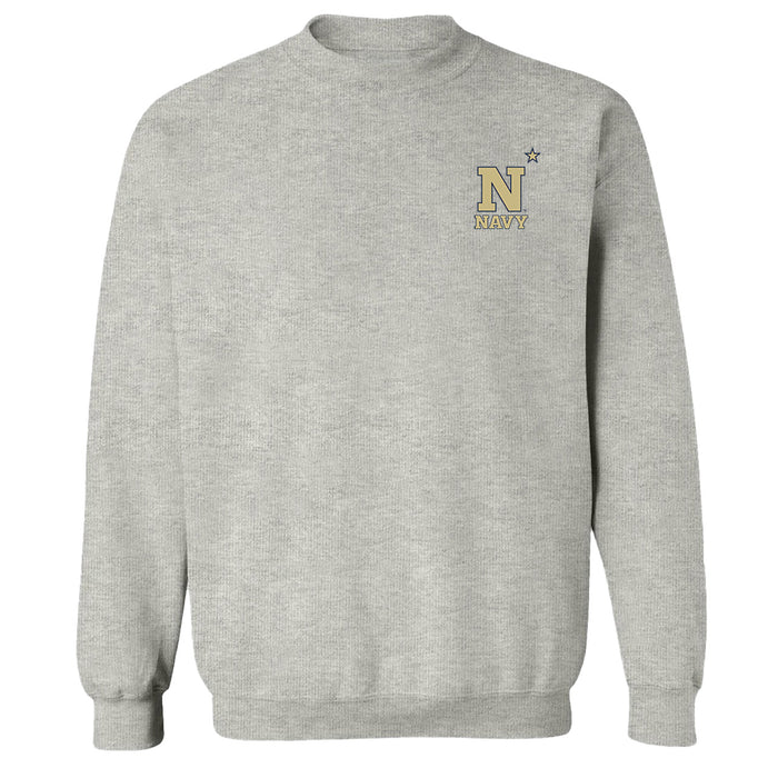 US Naval Academy Midshipmen Hand Sketched Vive La Fete Impressions Artwork Gray Crew Neck Sweatshirt for Women