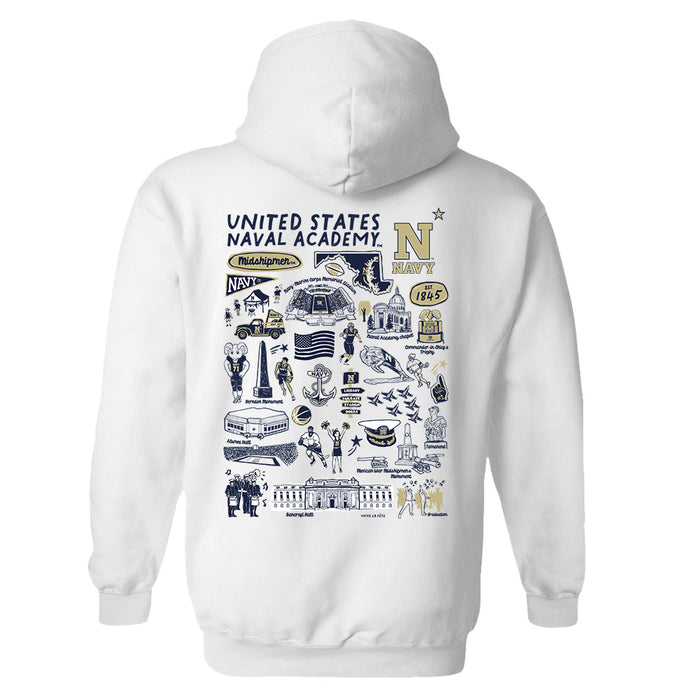 US Naval Academy Midshipmen Hand Sketched Artwork Cotton Fleece Women Hoodie - Vive La Fête - Online Apparel Store
