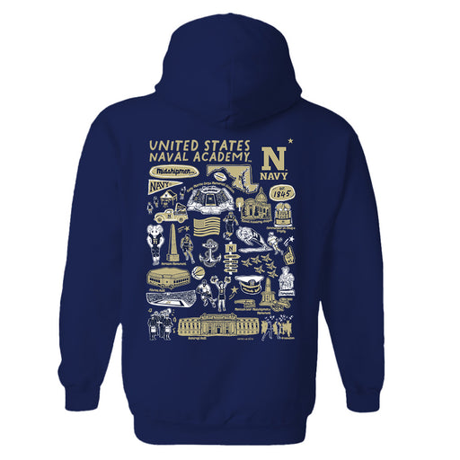 US Naval Academy Midshipmen Hand Sketched Artwork Cotton Fleece Women Hoodie - Vive La Fête - Online Apparel Store