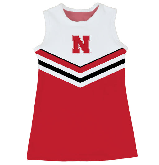 University of Nebraska Huskers Sleeveless Cheerleader A Line Dress White and Red