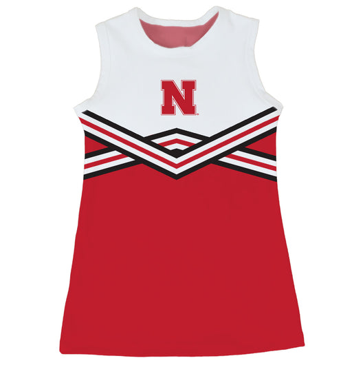 University of Nebraska Huskers Sleeveless Cheerleader A Line Dress White and Red