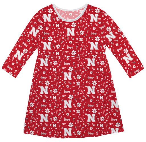 University of Nebraska Huskers Vive La Fete Girls Game Day Long Sleeve Red Dress