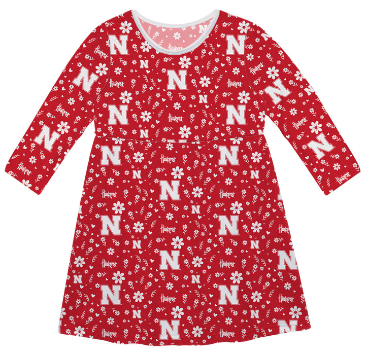 University of Nebraska Huskers Vive La Fete Girls Game Day Long Sleeve Red Dress