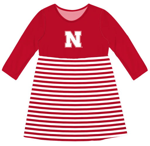 University of Nebraska Huskers Vive La Fete Girls Game Day Long Sleeve Red Stripe on Skirt - Vive La Fête - Online Apparel Store