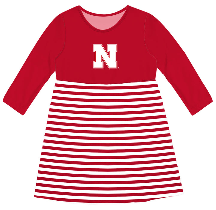 University of Nebraska Huskers Vive La Fete Girls Game Day Long Sleeve Red Stripe on Skirt - Vive La Fête - Online Apparel Store