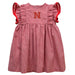 University of Nebraska Huskers Embroidered Cardinal Red Gingham Ruffle Dress