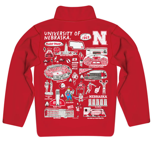 University of Nebraska Huskers Hand Sketched Vive La Fete Impressions Artwork Red Boys Quarter Zip Pullover V1 - Vive La Fête - Online Apparel Store