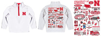 University of Nebraska Huskers Hand Sketched Vive La Fete Impressions Artwork White Boys Quarter Zip Pullover V1 - Vive La Fête - Online Apparel Store