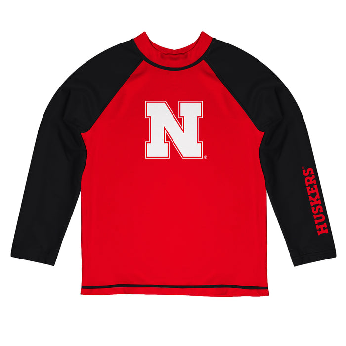 University of Nebraska Huskers Vive La Fete Logo Red Long Sleeve Raglan Rashguard