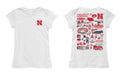 University of Nebraska Huskers Hand Sketched Vive La Fete Impressions Artwork White Girls Cotton Short Sleeve Tee - Vive La Fête - Online Apparel Store