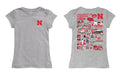 University of Nebraska Huskers Hand Sketched Vive La Fete Impressions Artwork Grey Girls Cotton Short Sleeve Tee - Vive La Fête - Online Apparel Store