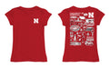 University of Nebraska Huskers Hand Sketched Vive La Fete Impressions Artwork Red Girls Cotton Short Sleeve Tee - Vive La Fête - Online Apparel Store