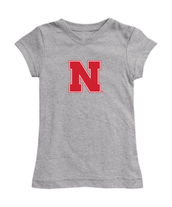 Nebraska Huskers Girl´s Fitted Cotton T-shirt Grey