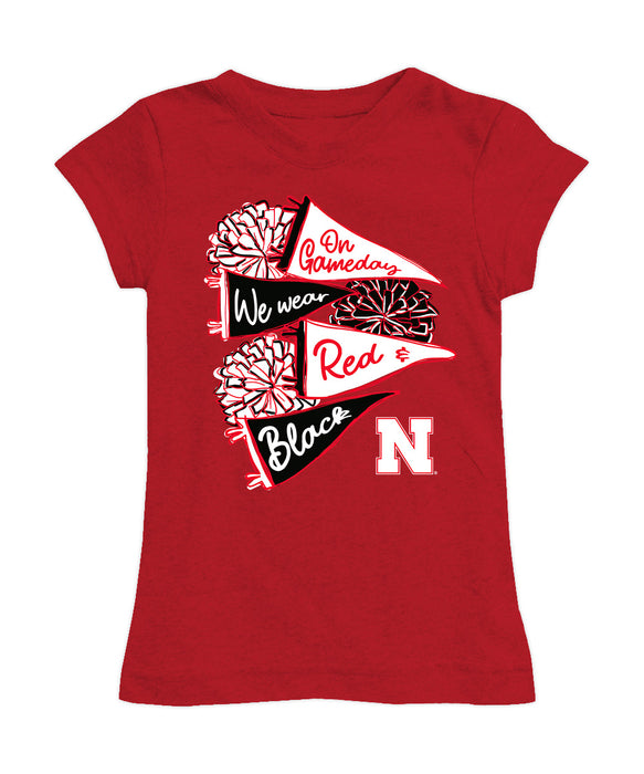 University of Nebraska Huskers Girl´s Fitted Cotton T-shirt Red