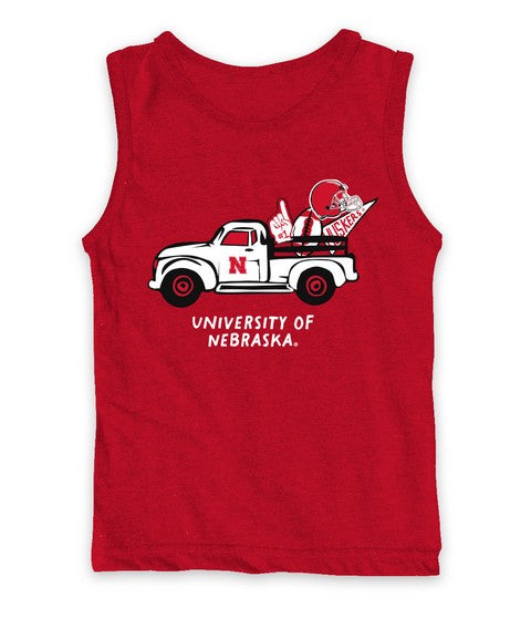 University of Nebraska Vive La Fete Red Sleeveless T-shirt Cotton Blends