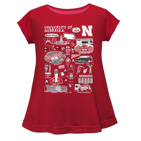 University of Nebraska Huskers Vive La Fete Impressions Artwork Short Sleeve Top