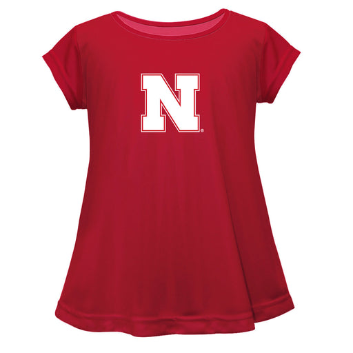 Nebraska Huskers Short Sleeve Youth Cotton Top Red