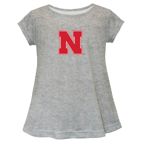 Nebraska Huskers Short Sleeve Youth Cotton Top Grey