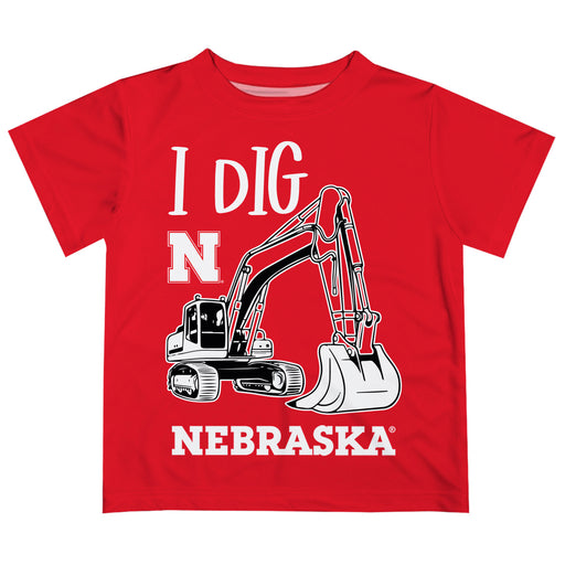 University of Nebraska Huskers Vive La Fete Excavator Boys Game Day Red Short Sleeve Tee