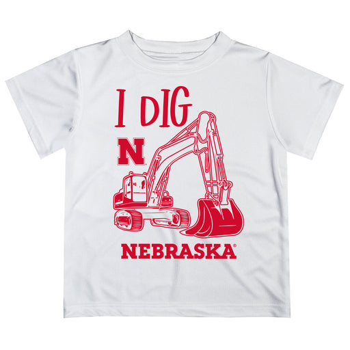 University of Nebraska Huskers Vive La Fete Excavator Boys Game Day White Short Sleeve Tee