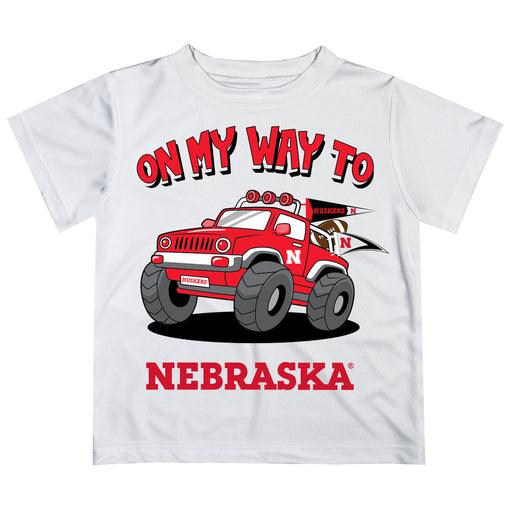 University of Nebraska Huskers Vive La Fete Monster Truck Boys Game Day White Short Sleeve Tee
