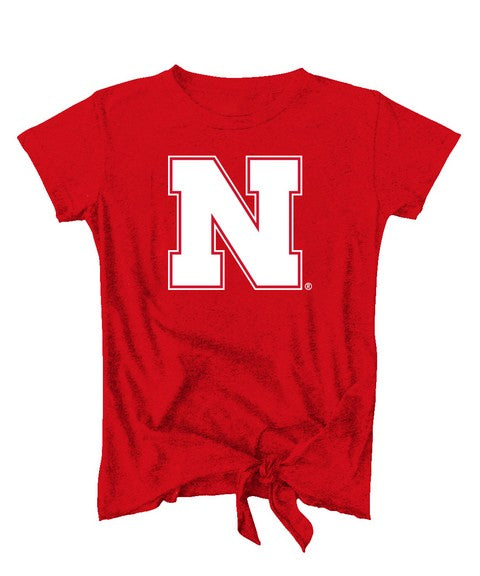 University of Nebraska Huskers Vive La Fete Red Girls Tie Front Tshirt Cotton Blends