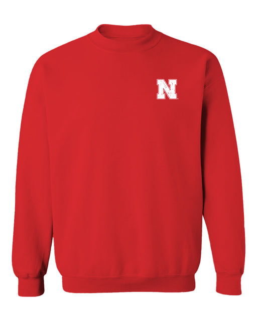University of Nebraska Huskers Hand Sketched Vive La Fete Impressions Red Crew Neck Sweatshirt for Women