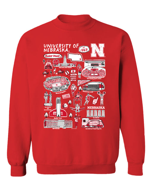 University of Nebraska Huskers Vive La Fete Impressions Red Cotton Crewneck Sweatshirt for Women