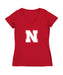 Nebraska Huskers Women's V-neck Fitted Cotton T-Shirt Red